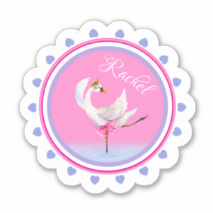 Whimsical dancing ballet swan pink personalised