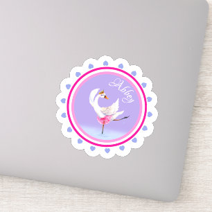 Whimsical dancing ballet swan purple personalised
