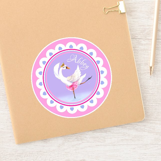 Whimsical dancing ballet swan purple personalised (Notebook)