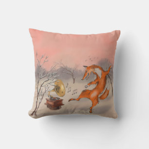 Whimsical Dancing Fox Nature Inspired Home Decor Cushion