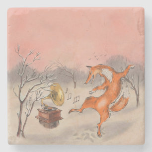 Whimsical Dancing Fox Nature Inspired Home Decor Stone Coaster