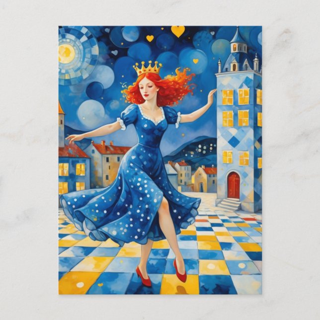 Whimsical Dancing Lady With Red Hair Postcard (Front)