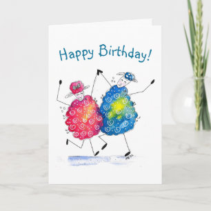 Whimsical Dancing Sheep Card
