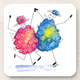 Whimsical Dancing Sheep Coaster