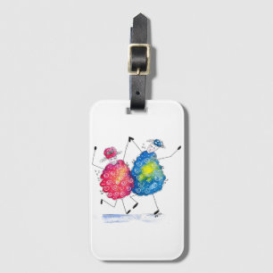 Whimsical Dancing Sheep Luggage Tag