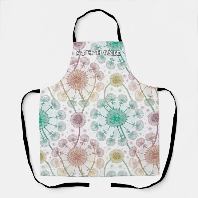Whimsical Dandelion Breeze – Pastel Botanical Apron (Front)