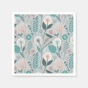 Whimsical Dandelion & Floral Folk Art Seamless (2) Napkin
