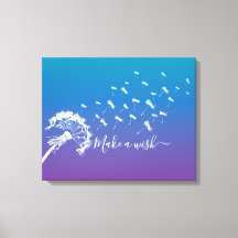 Whimsical Dandelion Make a Wish Blue Purple Ombre