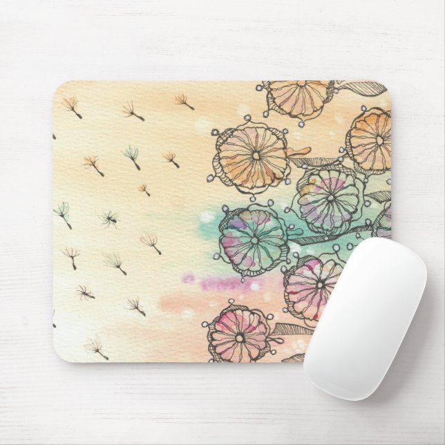 Whimsical Dandelion Meadow Mouse Mat (With Mouse)
