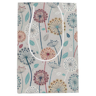 Whimsical Dandelion - Red, Yellow, White & Teal Medium Gift Bag