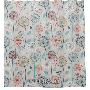 Whimsical Dandelion - Red, Yellow, White & Teal Shower Curtain