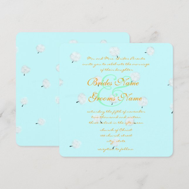 Whimsical Dandelion Wedding Invitation (Front/Back)