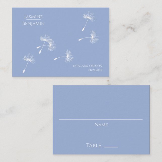 Whimsical Dandelion Wedding Place / Escort Card (Front/Back)