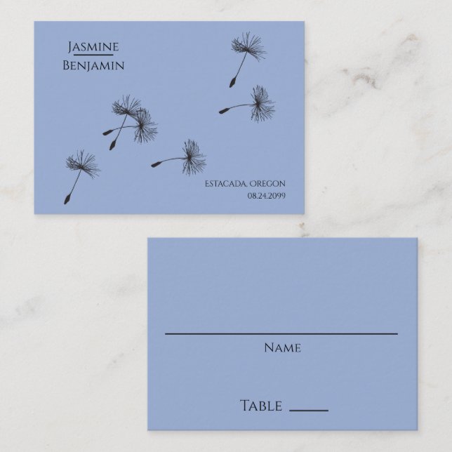 Whimsical Dandelion Wedding Place / Escort Card (Front/Back)