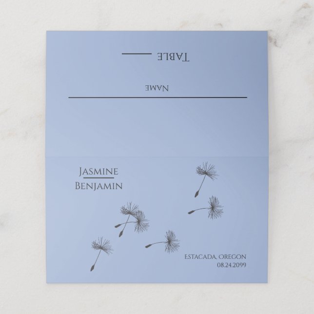 Whimsical Dandelion Wedding Place / Escort Card (Outside Unfolded)