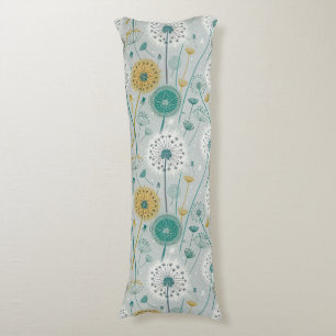 Whimsical Dandelion - Yellow, White & Teal Body Cushion