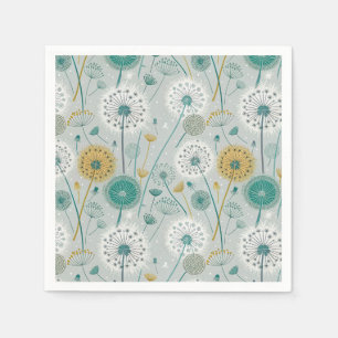 Whimsical Dandelion - Yellow, White & Teal Napkin