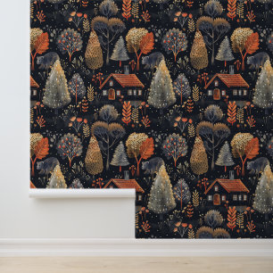 Whimsical Dark Autumn Woodland Wallpaper