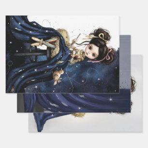 Whimsical Dark Circus Doll Wrapping Paper Sheet
