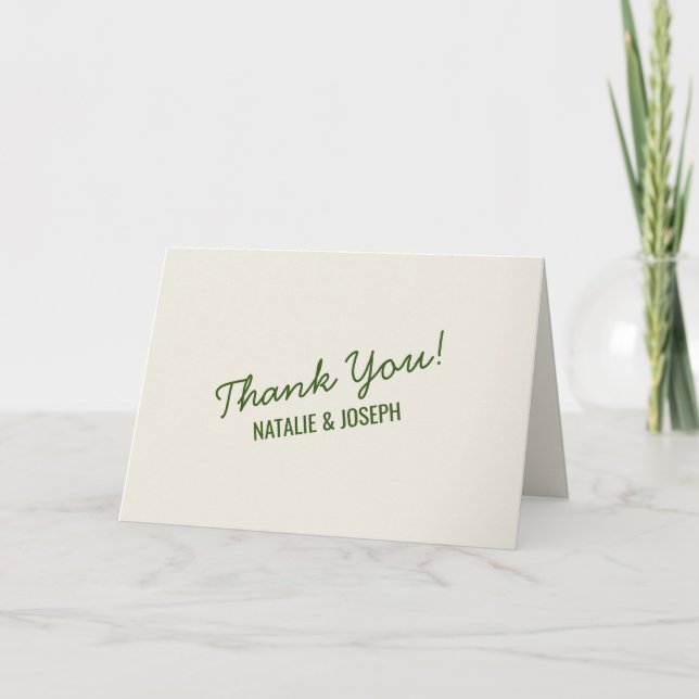 Whimsical Dark Green Retro Colourful Wedding Thank You Card (Front)