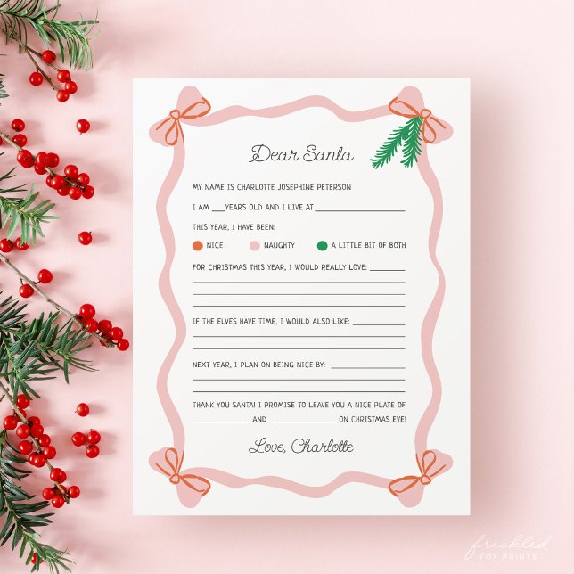 Whimsical Dear Santa Letter - Christmas Wish List (Dear Santa Letter - Christmas Wish List for Children)