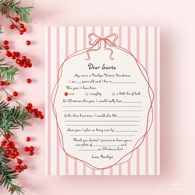 Whimsical Dear Santa Wish List for Kids (Whimsical Dear Santa Letter for Kids)