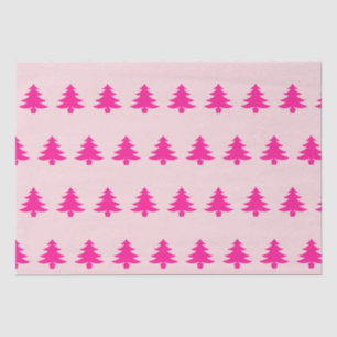 Whimsical Deep Pink Christmas Trees on Pale Pink Tissue Paper