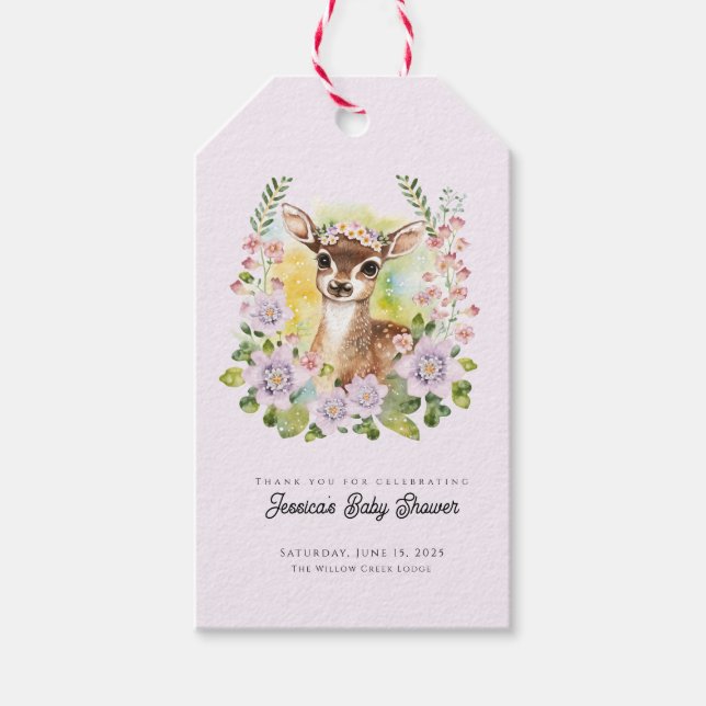 Whimsical Deer Baby Shower Gift Tags (Front)