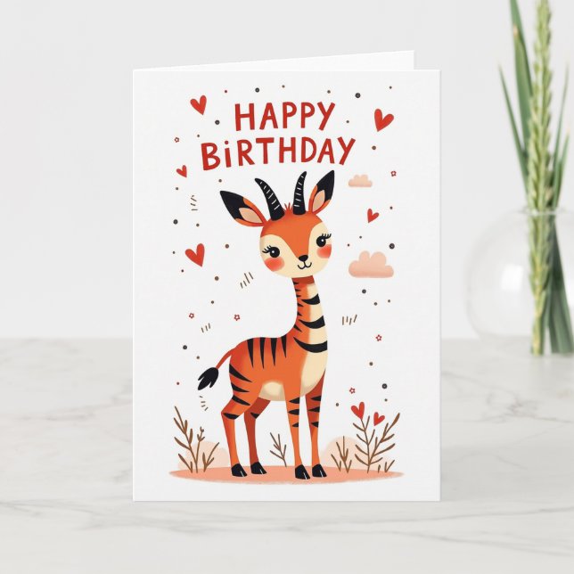 Whimsical Deer Birthday Card (Front)