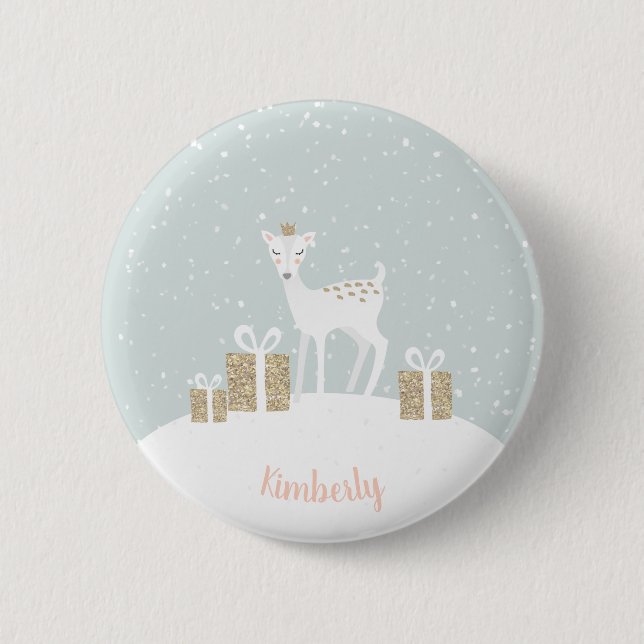 Whimsical Deer Christmas 6 Cm Round Badge (Front)
