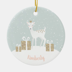 Whimsical Deer Christmas Ceramic Tree Decoration