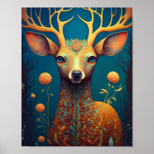 Whimsical Deer Fantasy Art Poster