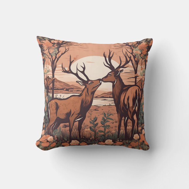 Whimsical Deer Grazing D4 Cushion (Front)