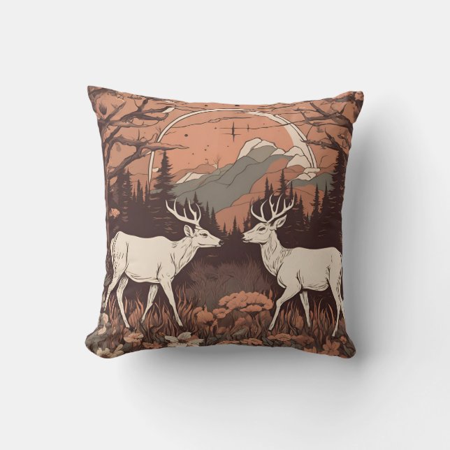 Whimsical Deer Grazing D6 Cushion (Front)