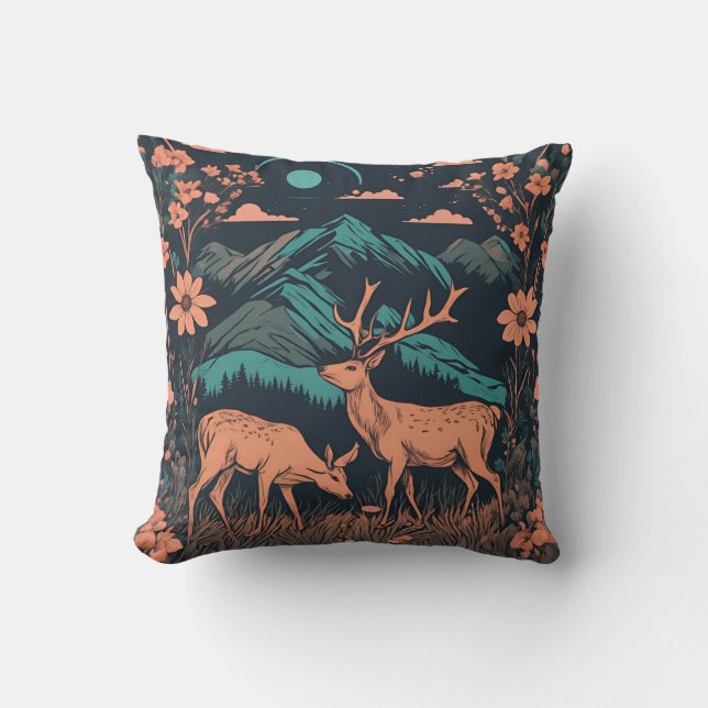 Whimsical Deer Grazing D8 Cushion (Front)