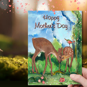 Whimsical Deer Mother's Day  Holiday Card