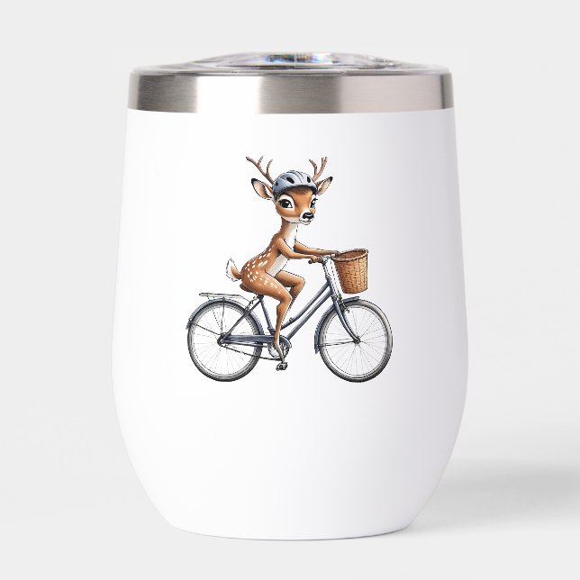 Whimsical Deer Riding a Bicycle – Hand-Drawn (Front)