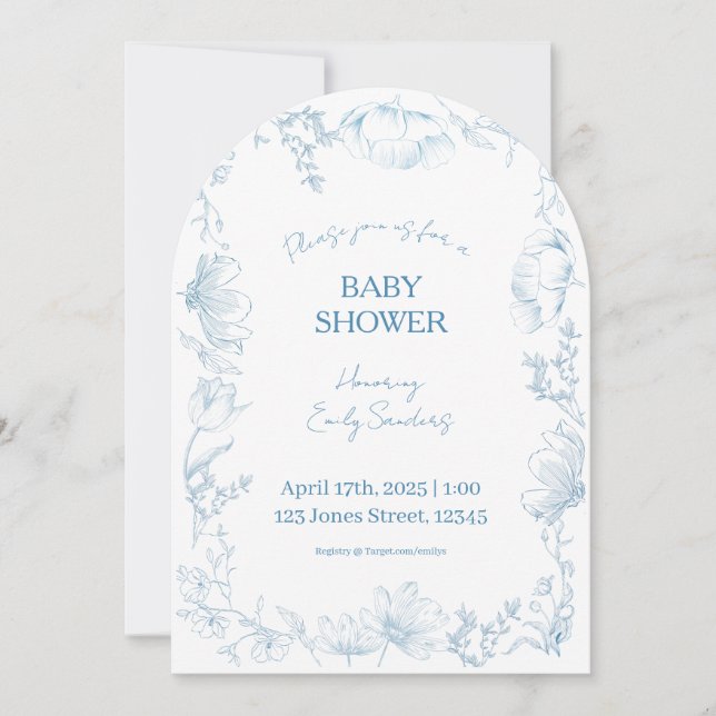 Whimsical Delft Baby Shower Invitation (Front)