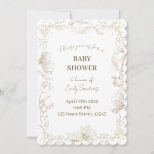 Whimsical Delft Floral Baby Shower   Gender Reveal Invitation