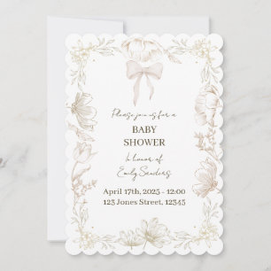 Whimsical Delft Floral Baby Shower Invite