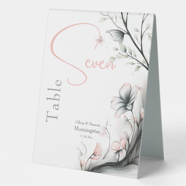 Whimsical Delicate Blush Floral Branch  (Front)