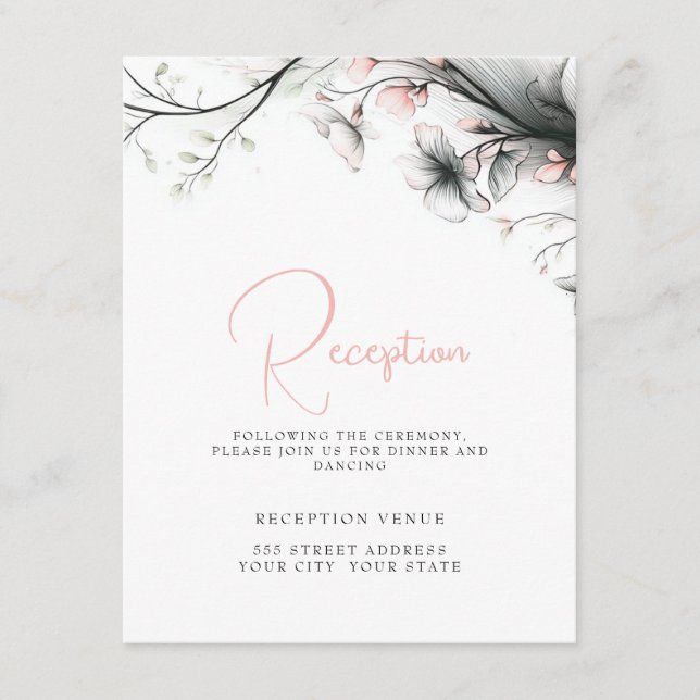 Whimsical Delicate Blush Floral Branch  Enclosure Card (Front)