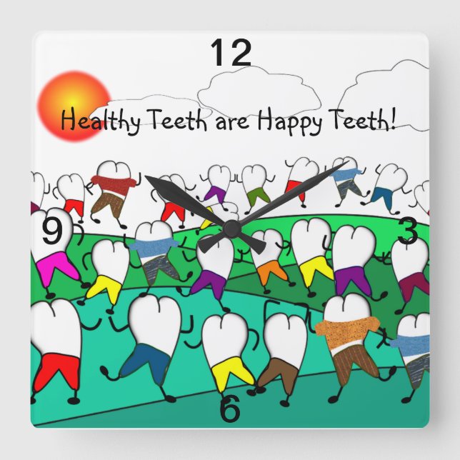 Whimsical Dental Clock Tooth People (Front)
