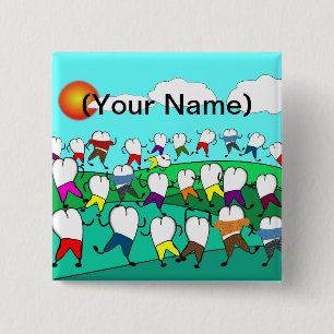 Whimsical Dental Tooth Art Gifts 15 Cm Square Badge