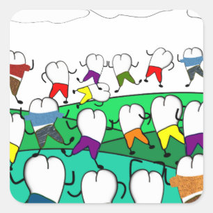 Whimsical Dental Tooth Art Gifts Square Sticker