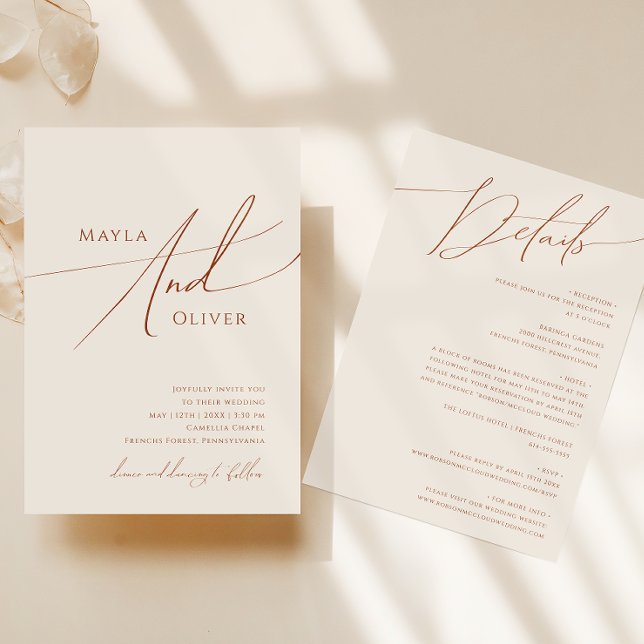 Whimsical Desert | Beige All In One Wedding Invitation (Creator Uploaded)