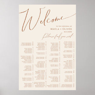 Whimsical Desert Beige Alphabetical Seating Poster