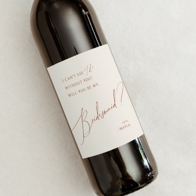 Whimsical Desert | Beige Bridesmaid Proposal Wine Label (Creator Uploaded)