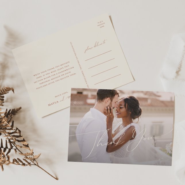 Whimsical Desert Beige Horizontal Photo Thank You Postcard (Creator Uploaded)