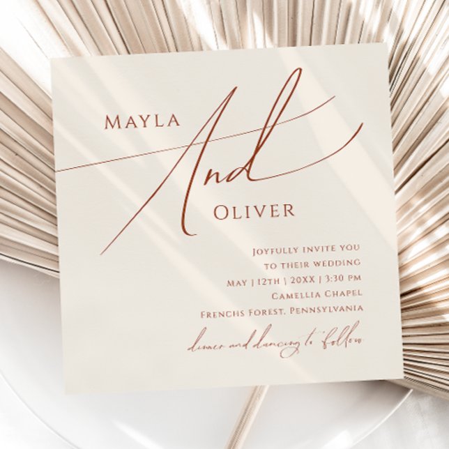 Whimsical Desert | Beige Square Wedding Invitation (Creator Uploaded)